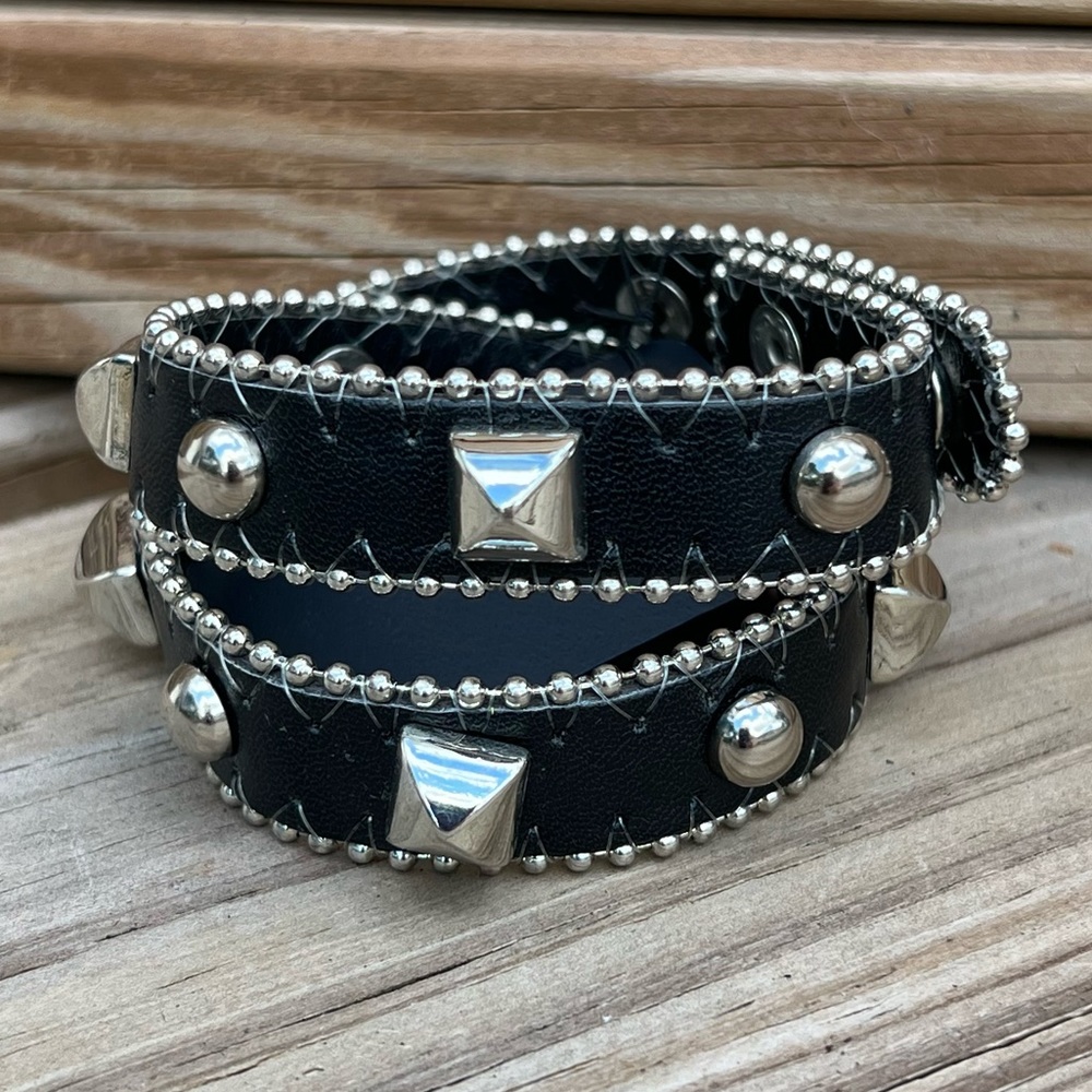 - Stella Z Black Leather Studded Edge Wrap Cuff! NEW!